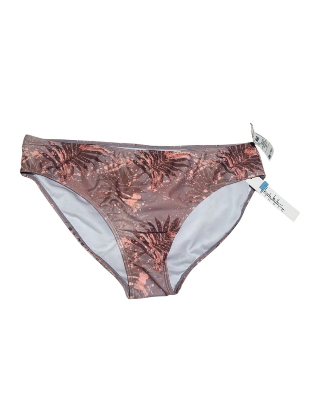 NICOLE MILLER Studio XL Rose Pink Tropical Metallic Print Bikini Bottom NWT